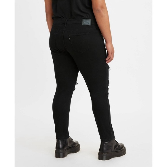 NWT Levi's Women's Plus Size 711 Skinny Jeans black distressed 20W - Picture 4 of 10